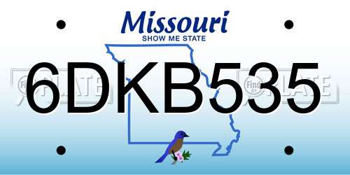 6DKB535 Missouri License Plate