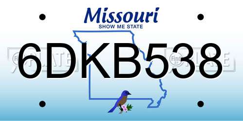 6DKB538 Missouri License Plate