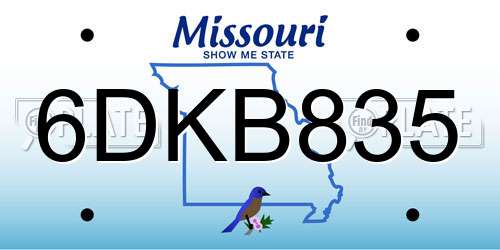 6DKB835 Missouri License Plate