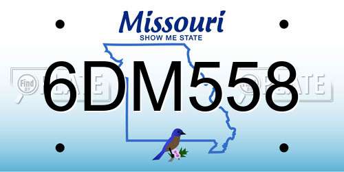 6DM558 Missouri License Plate
