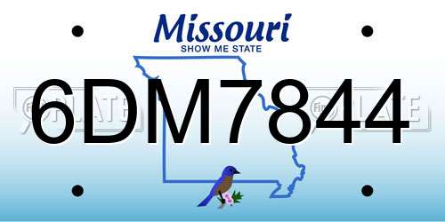 6DM7844 Missouri License Plate