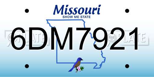 6DM7921 Missouri License Plate