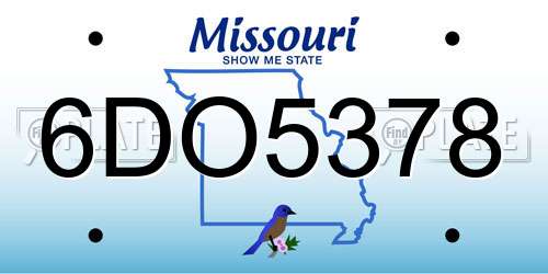 6DO5378 Missouri License Plate