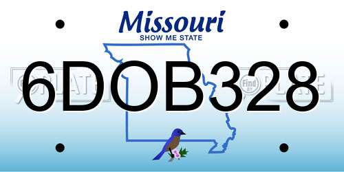 6DOB328 Missouri License Plate