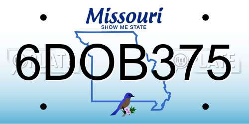 6DOB375 Missouri License Plate