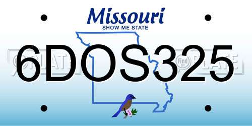 6DOS325 Missouri License Plate