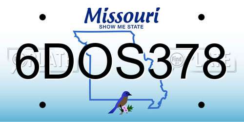 6DOS378 Missouri License Plate