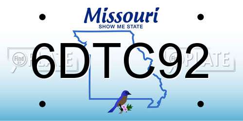 6DTC92 Missouri License Plate
