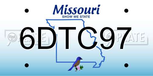 6DTC97 Missouri License Plate