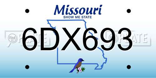 6DX693 Missouri License Plate