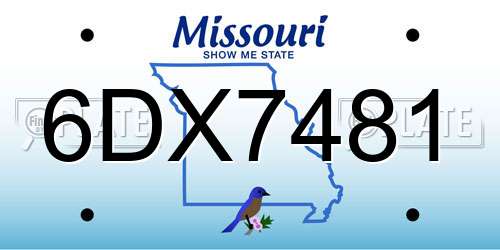 6DX7481 Missouri License Plate