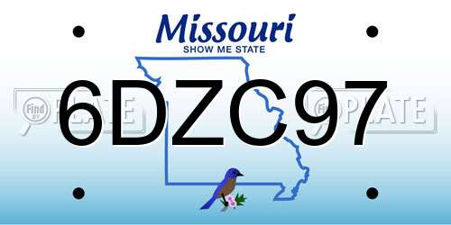 6DZC97 Missouri License Plate