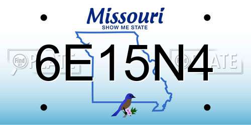 6E15N4 Missouri License Plate