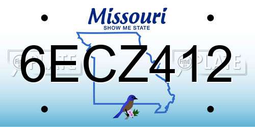 6ECZ412 Missouri License Plate