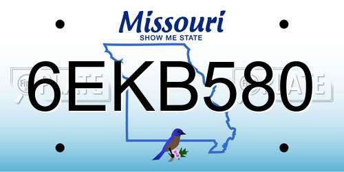 6EKB580 Missouri License Plate