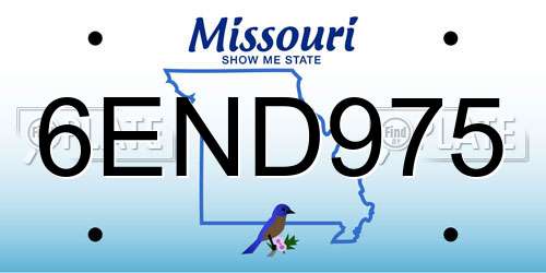 6END975 Missouri License Plate