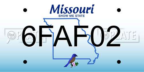 6FAF02 Missouri License Plate