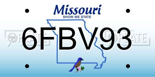 6FBV93 Missouri License Plate
