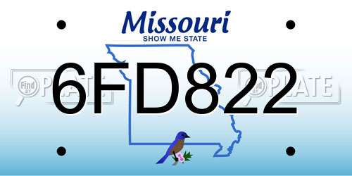 6FD822 Missouri License Plate