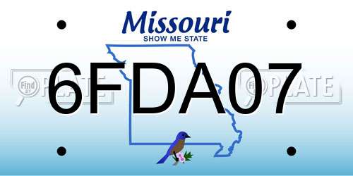 6FDA07 Missouri License Plate