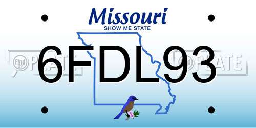 6FDL93 Missouri License Plate