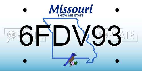 6FDV93 Missouri License Plate