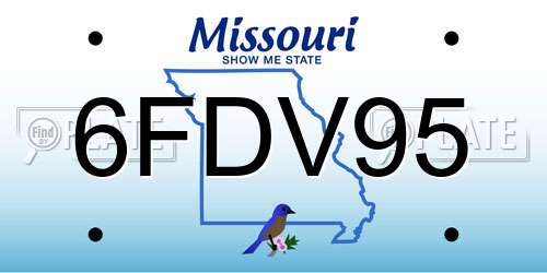 6FDV95 Missouri License Plate