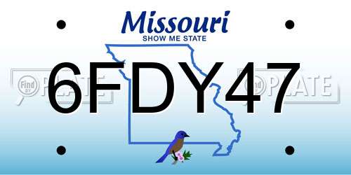 6FDY47 Missouri License Plate