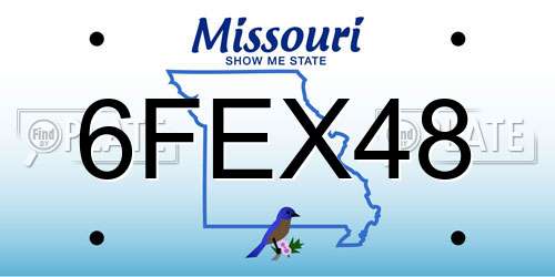 6FEX48 Missouri License Plate