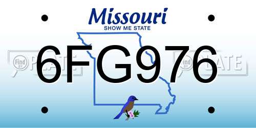 6FG976 Missouri License Plate
