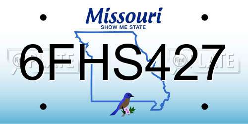 6FHS427 Missouri License Plate