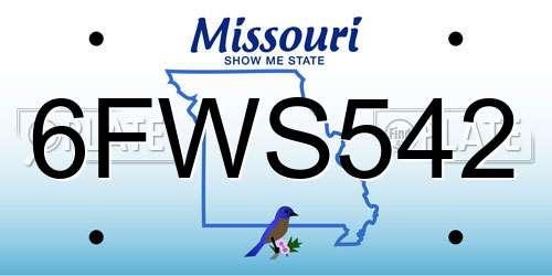 6FWS542 Missouri License Plate