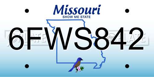 6FWS842 Missouri License Plate