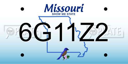 6G11Z2 Missouri License Plate