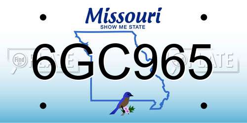 6GC965 Missouri License Plate