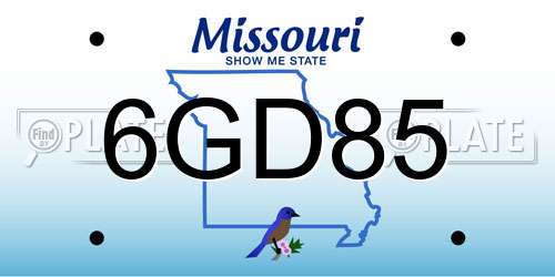 6GD85 Missouri License Plate