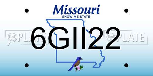 6GII22 Missouri License Plate