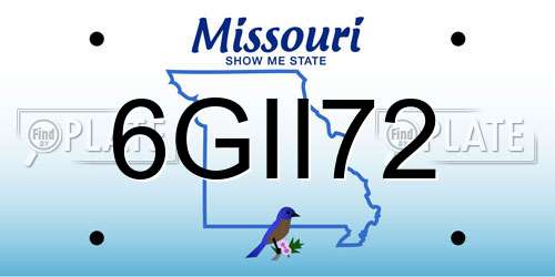 6GII72 Missouri License Plate