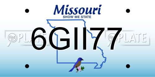 6GII77 Missouri License Plate