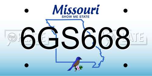 6GS668 Missouri License Plate