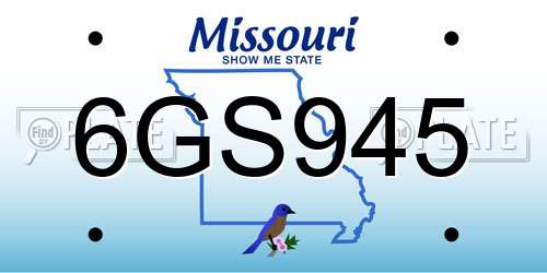 6GS945 Missouri License Plate