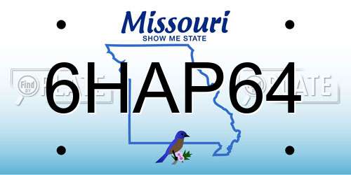 6HAP64 Missouri License Plate