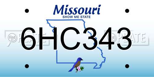 6HC343 Missouri License Plate