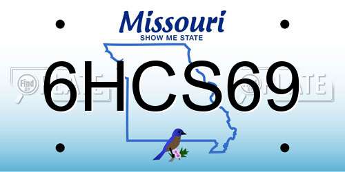 6HCS69 Missouri License Plate