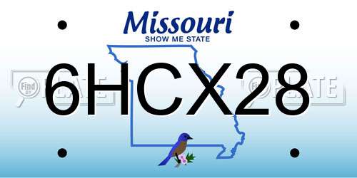 6HCX28 Missouri License Plate