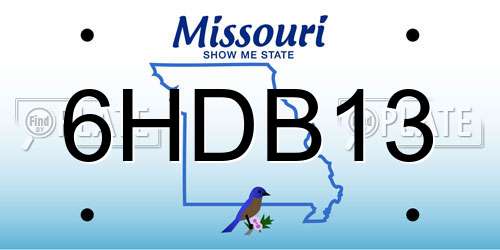 6HDB13 Missouri License Plate