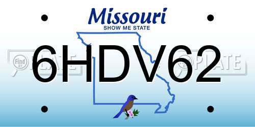 6HDV62 Missouri License Plate
