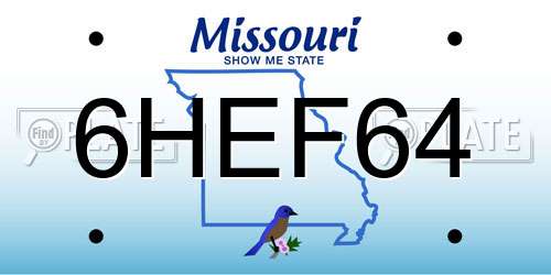 6HEF64 Missouri License Plate