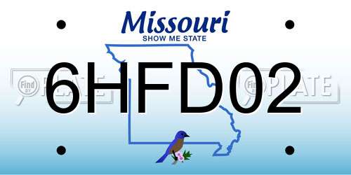 6HFD02 Missouri License Plate