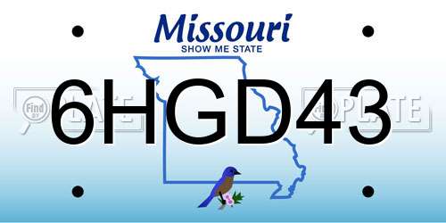 6HGD43 Missouri License Plate
